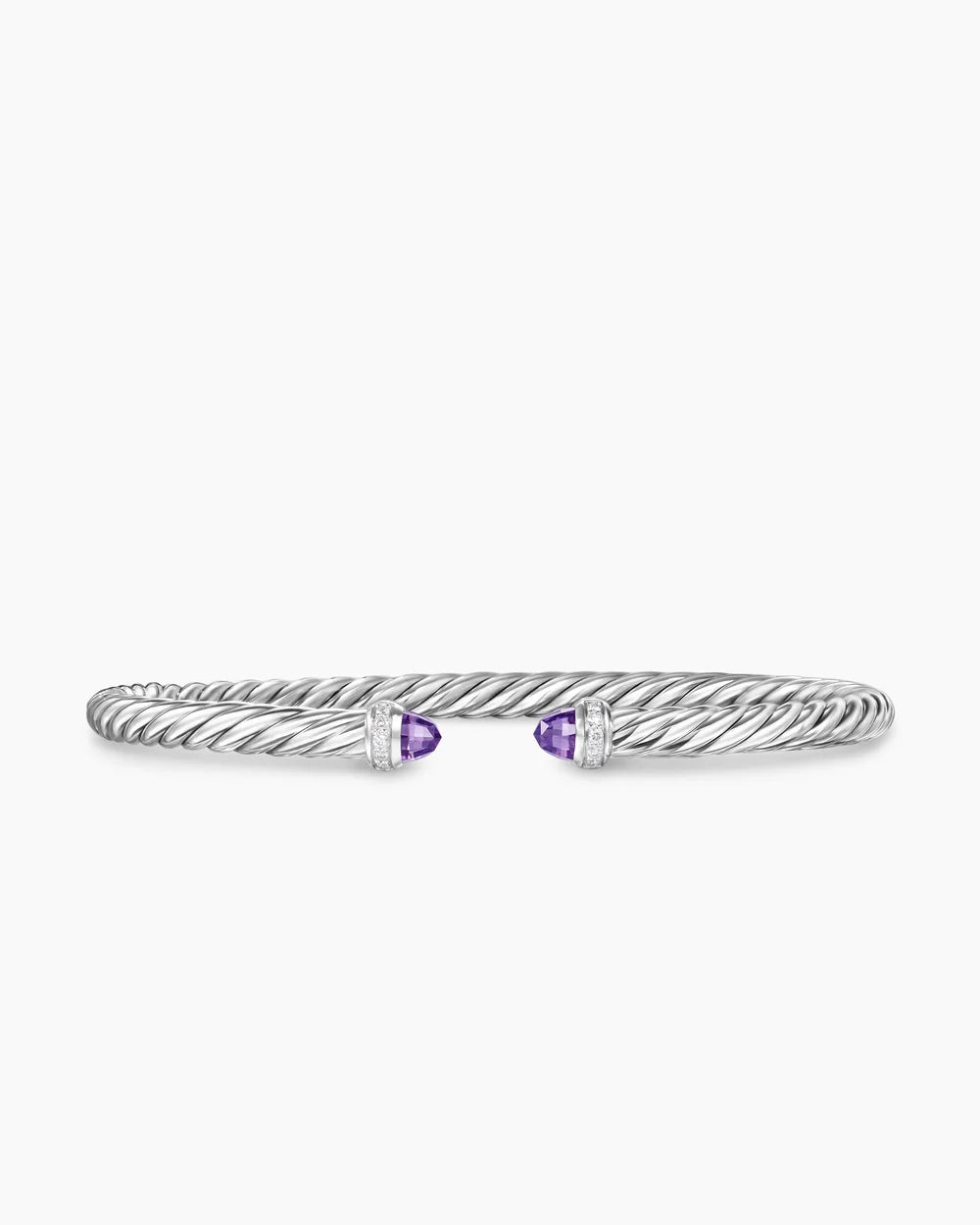 Cable Flex® Bracelet Sterling Silver with Amethyst and Diamonds, 4mm
