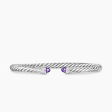 Cable Flex® Bracelet Sterling Silver with Amethyst and Diamonds, 4mm