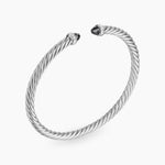 Cable Flex® Bracelet Sterling Silver with Black Onyx and Diamonds, 4mm