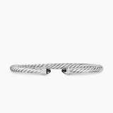 Cable Flex® Bracelet Sterling Silver with Black Onyx and Diamonds, 4mm