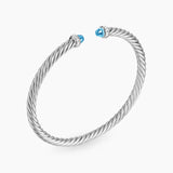 CABLE FLEX® BRACELET Sterling Silver with Blue Topaz and Diamonds, 4mm