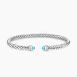 CABLE FLEX® BRACELET Sterling Silver with Blue Topaz and Diamonds, 4mm