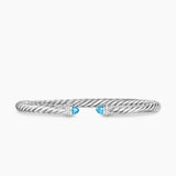 Cable Flex® Bracelet Sterling Silver with Blue Topaz and Diamonds, 4mm
