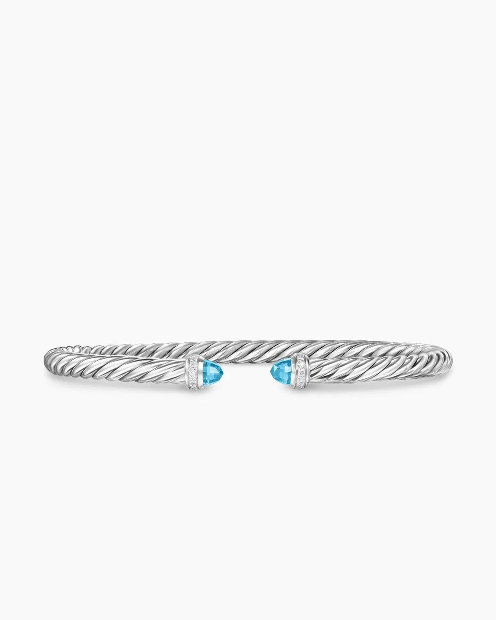 CABLE FLEX® BRACELET Sterling Silver with Blue Topaz and Diamonds, 4mm