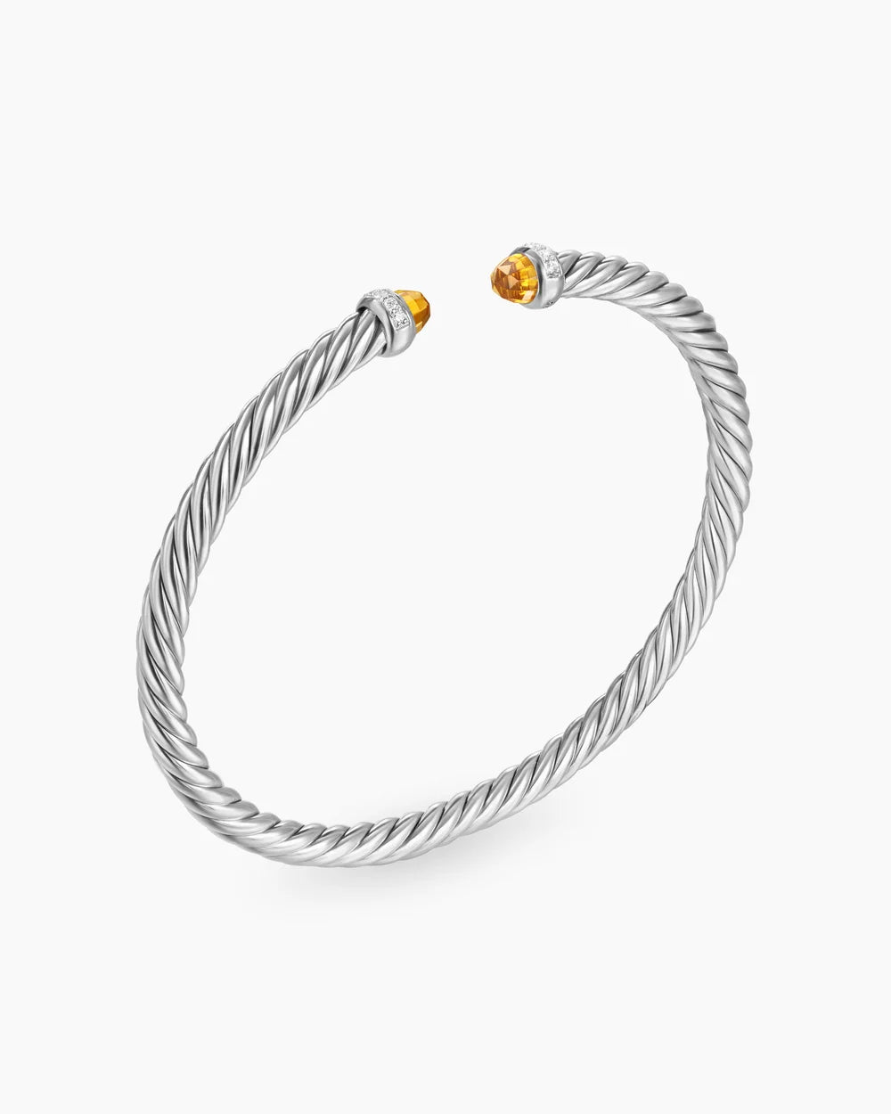 Cable Flex® Bracelet Sterling Silver with Citrine and Diamonds, 4mm