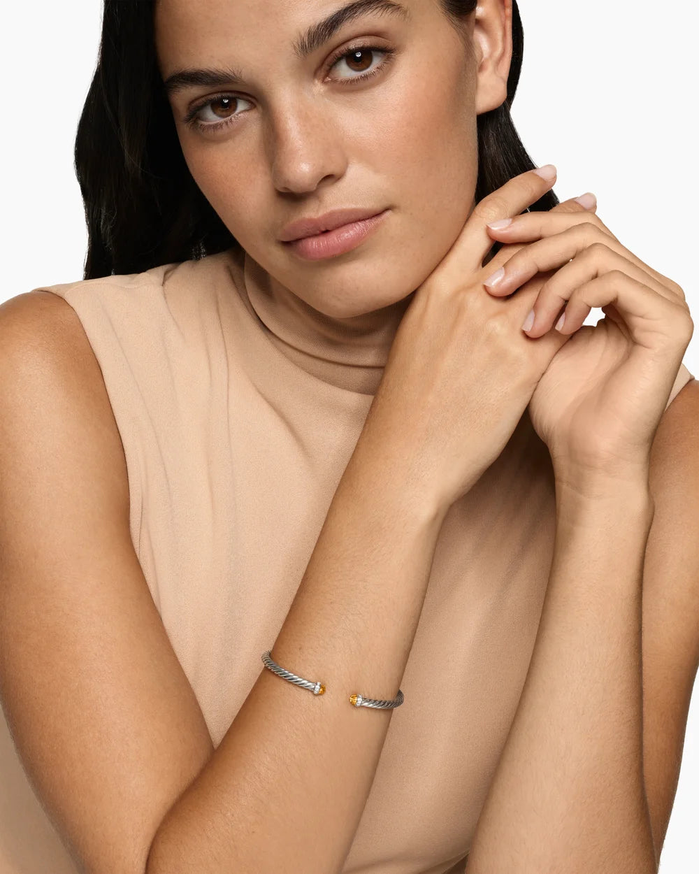 CABLE FLEX® BRACELET Sterling Silver with Citrine and Diamonds, 4mm