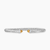 Cable Flex® Bracelet Sterling Silver with Citrine and Diamonds, 4mm