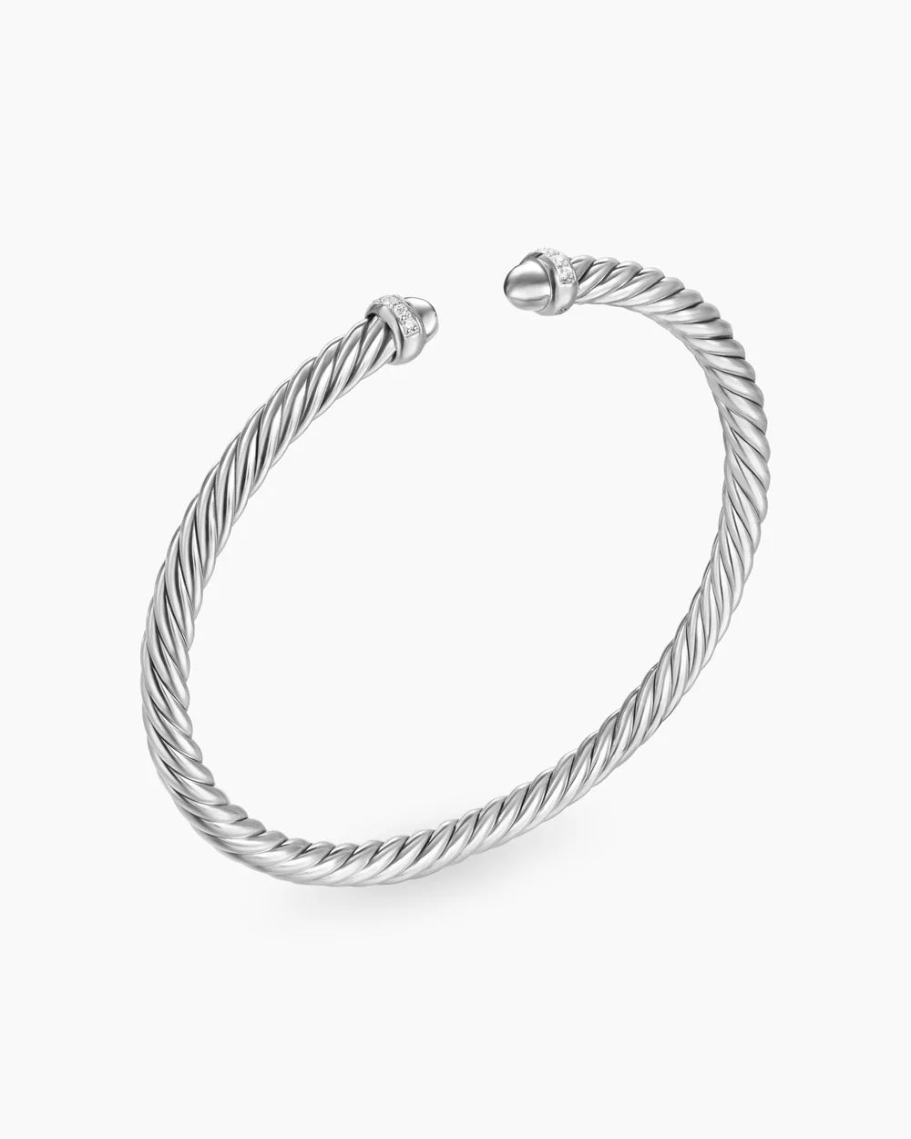 CABLE FLEX® BRACELET Sterling Silver with Diamonds, 4mm