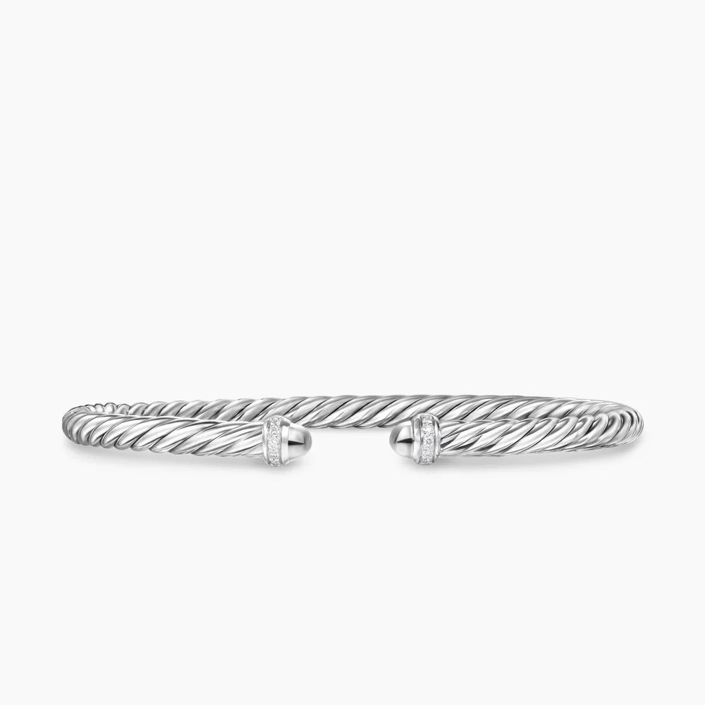 CABLE FLEX® BRACELET Sterling Silver with Diamonds, 4mm