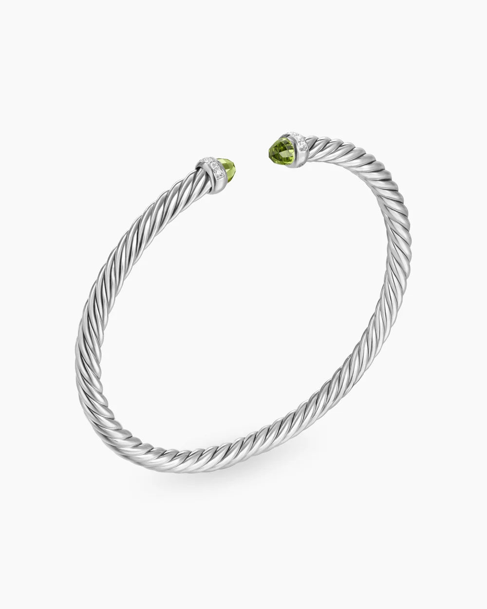 CABLE FLEX® BRACELET Sterling Silver with Peridot and Diamonds, 4mm