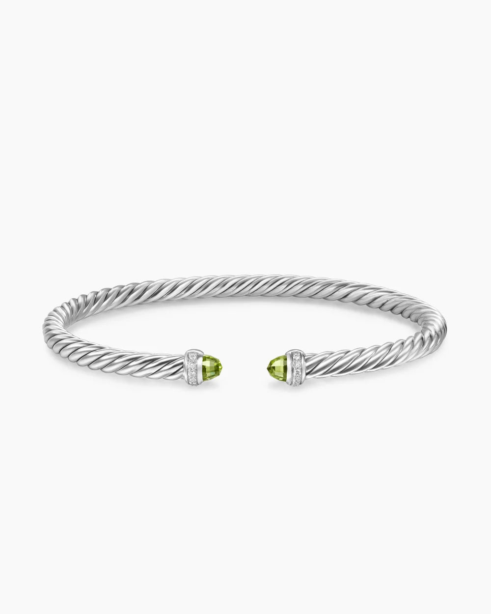 CABLE FLEX® BRACELET Sterling Silver with Peridot and Diamonds, 4mm