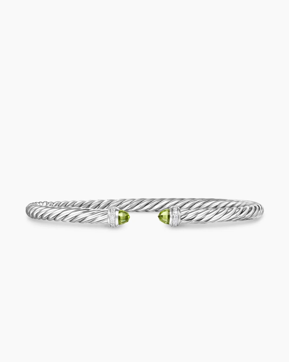 CABLE FLEX® BRACELET Sterling Silver with Peridot and Diamonds, 4mm