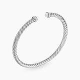 CABLE FLEX® BRACELET Sterling Silver with Pearls and Diamonds, 4mm