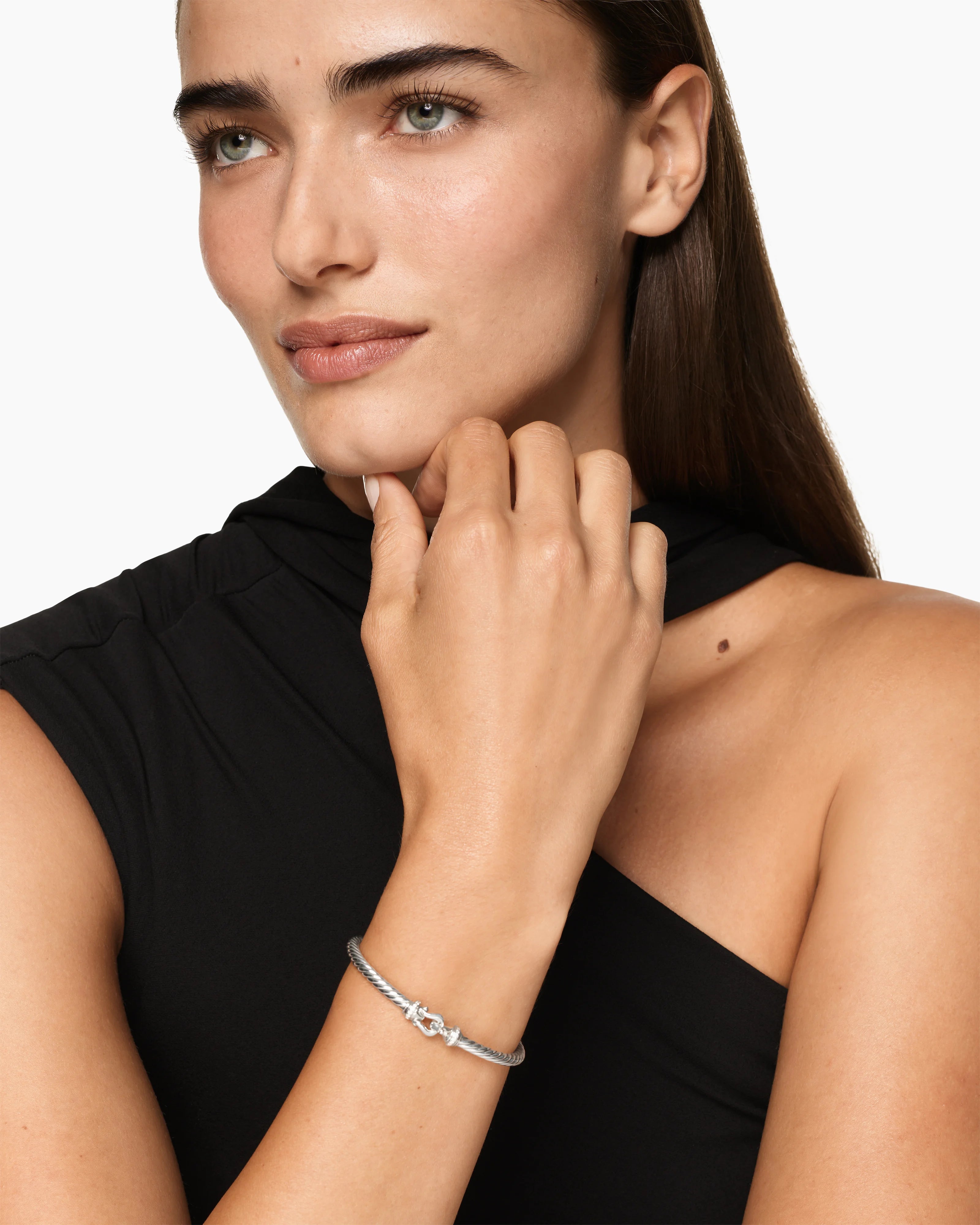 CABLE FLEX® BUCKLE BRACELET Sterling Silver with Diamonds, 4mm