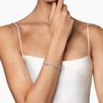 Zig Zag Stax Cuff Bracelet in Sterling Silver with Diamonds, 5mm