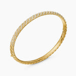 Sculpted Cable Bangle Bracelet in 18K Yellow Gold with Diamonds, 4.6mm
