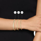 Sculpted Cable Bangle Bracelet in 18K Yellow Gold with Diamonds, 4.6mm