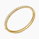 Sculpted Cable Bangle Bracelet 18K Yellow Gold with Diamonds, 6.2mm