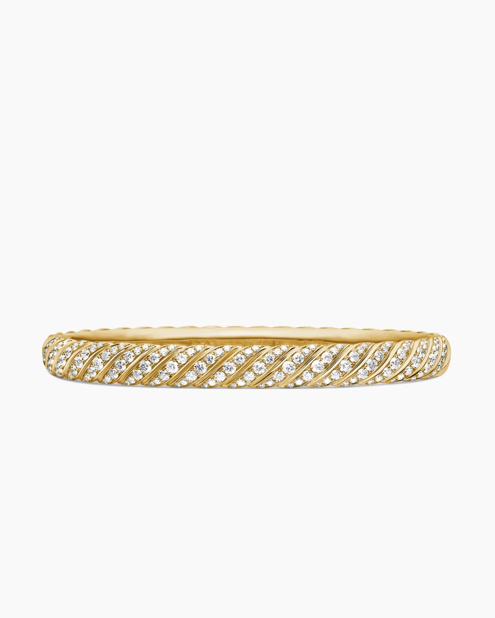 Sculpted Cable Bangle Bracelet 18K Yellow Gold with Diamonds, 6.2mm