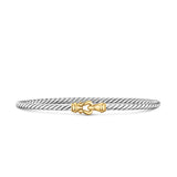 Micro Cable Flex® Buckle Bracelet in Sterling Silver with 14K Yellow Gold, 2.6mm