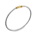 Micro Cable Flex® Buckle Bracelet in Sterling Silver with 14K Yellow Gold, 2.6mm