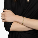Crossover Trio Three Row Cuff Bracelet 18K Yellow Gold with Diamonds, 11mm