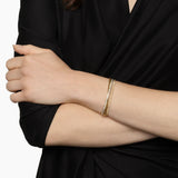 Crossover Trio Three Row Cuff Bracelet 18K Yellow Gold with Diamonds, 11mm