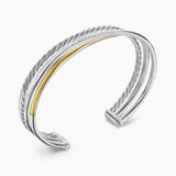 CROSSOVER THREE ROW BRACELET Sterling Silver with 18K Yellow Gold and Diamonds, 11mm