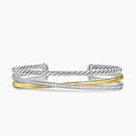 CROSSOVER THREE ROW BRACELET Sterling Silver with 18K Yellow Gold and Diamonds, 11mm
