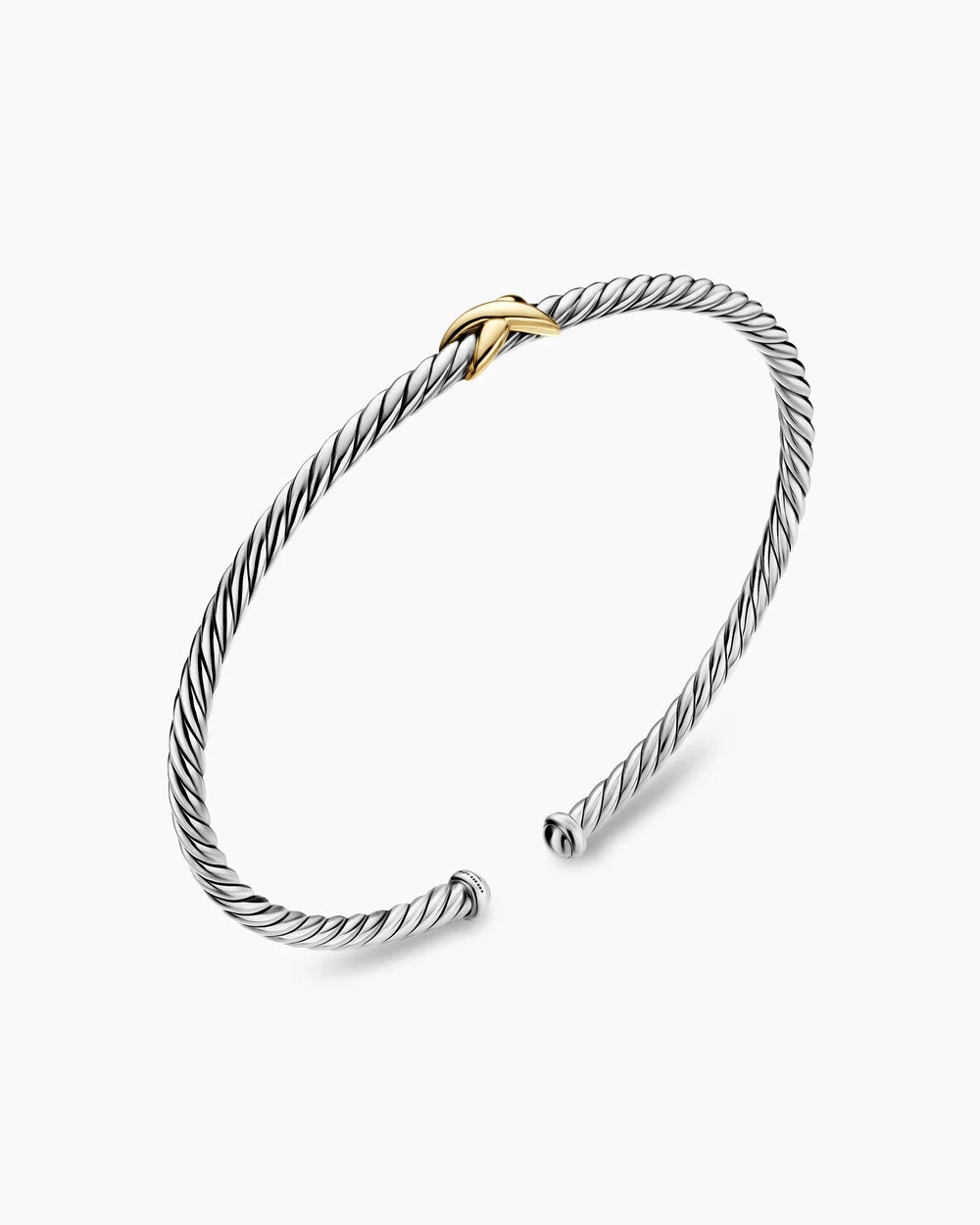 Micro Cable Flex® X Bracelet Sterling Silver with 14K Yellow Gold, 2.6mm