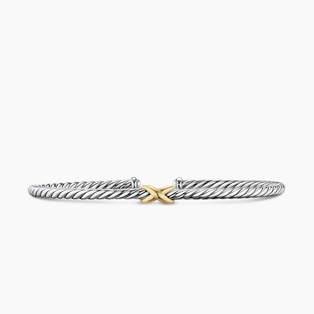Micro Cable Flex® X Bracelet Sterling Silver with 14K Yellow Gold, 2.6mm