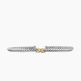 Micro Cable Flex® X Bracelet Sterling Silver with 14K Yellow Gold, 2.6mm