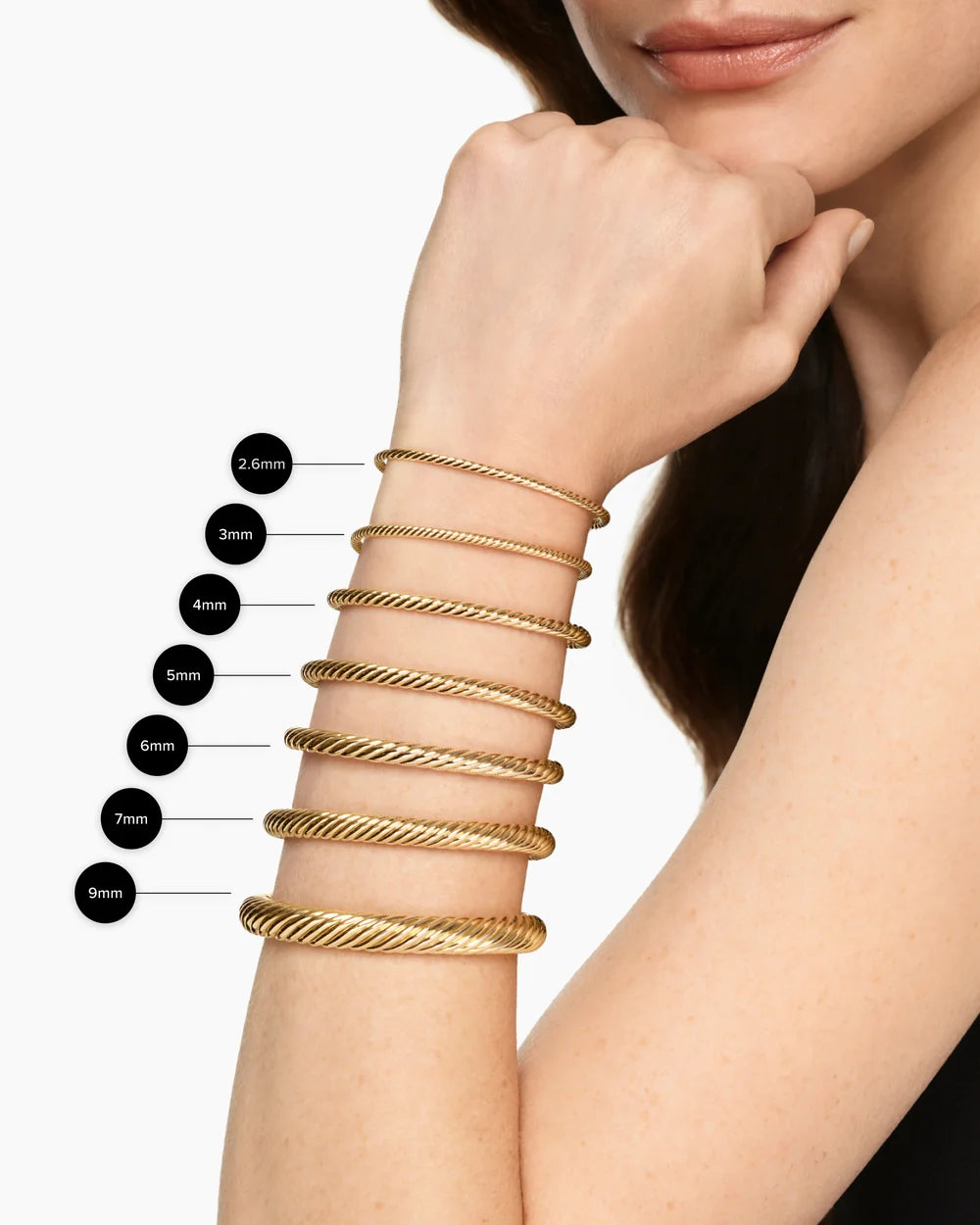 Micro Cablespira® Flex X Bracelet 18K Yellow Gold with Diamonds, 2.6mm