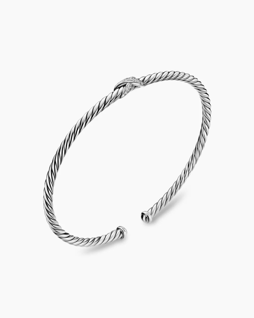 Micro Cable Flex® X Bracelet Sterling Silver with Diamonds, 2.6mm
