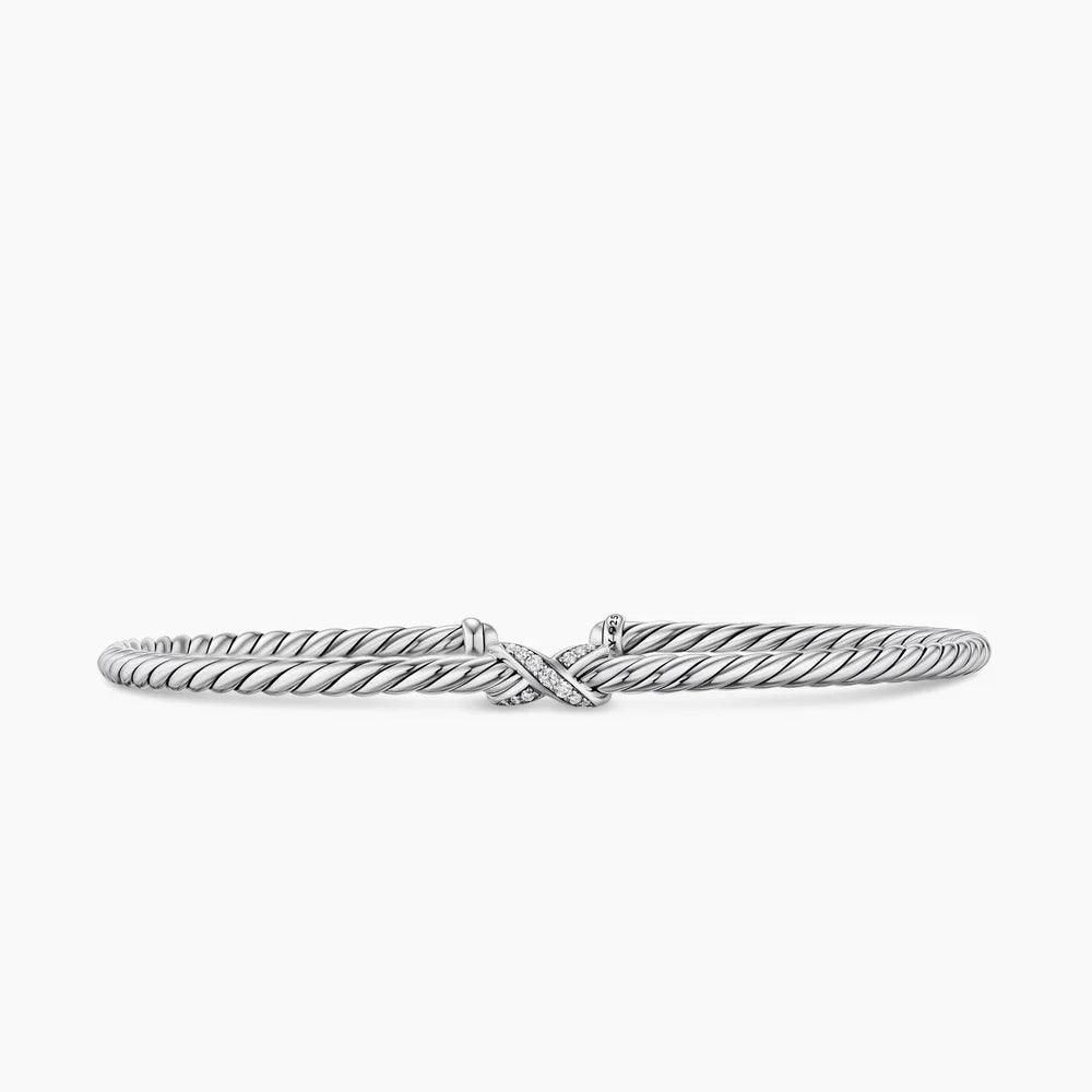 MICRO CABLE FLEX® X BRACELET Sterling Silver with Diamonds, 2.6mm