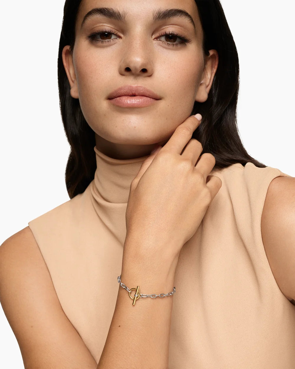 DY Madison® Toggle Chain Bracelet Sterling Silver with 18K Yellow Gold, 3mm