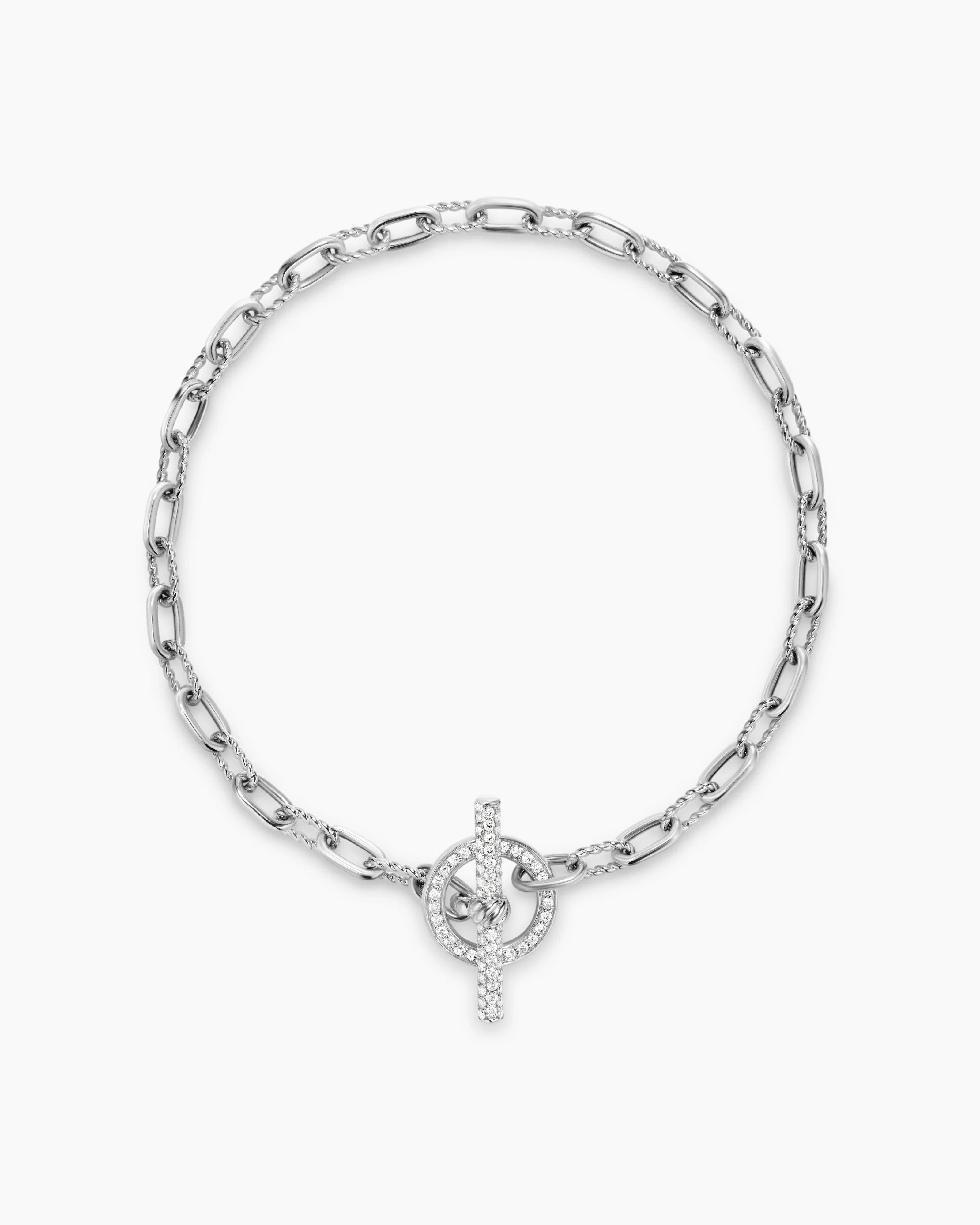 DY MADISON® PAVÉ TOGGLE CHAIN BRACELET Sterling Silver with Diamonds, 3mm