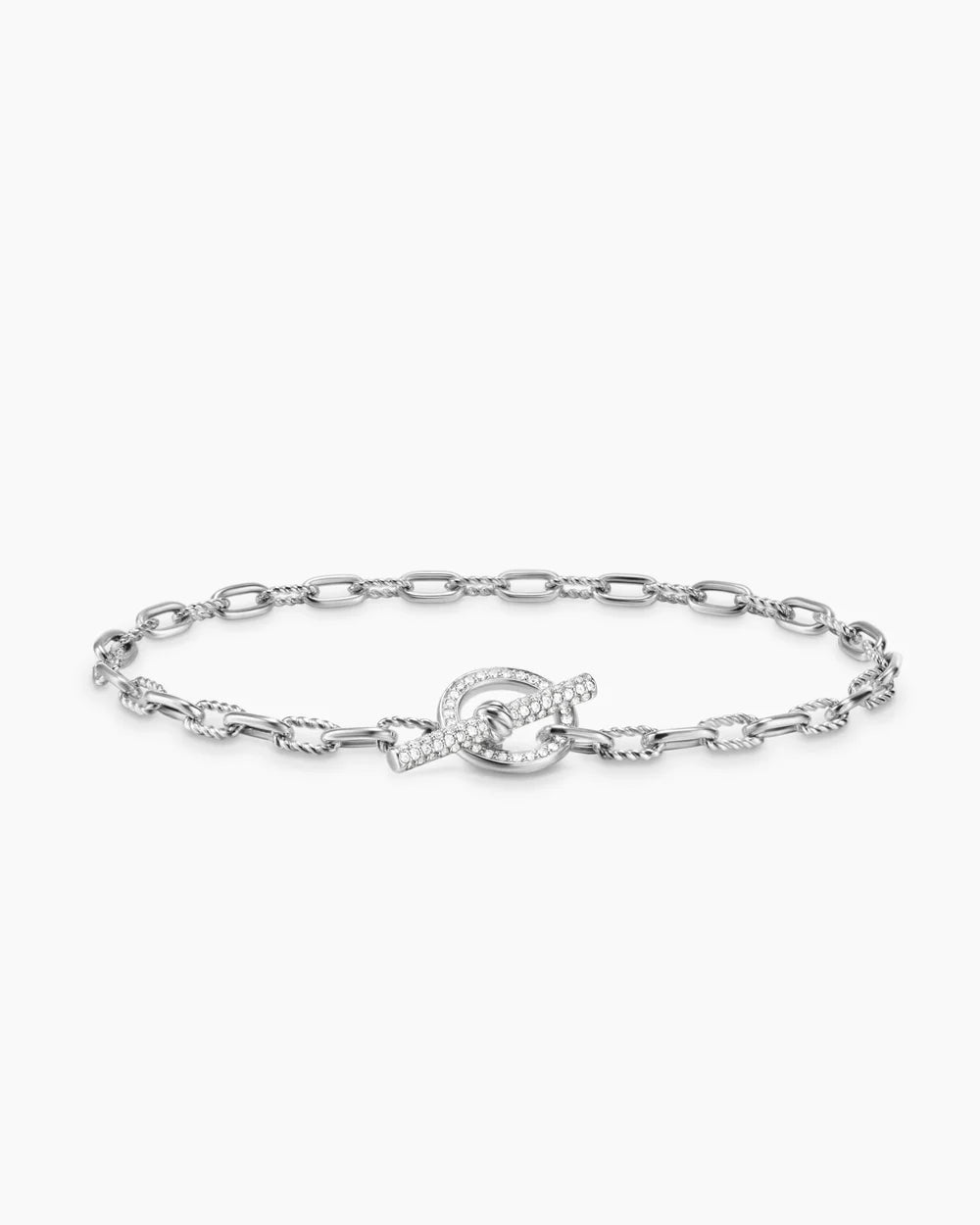 DY MADISON® PAVÉ TOGGLE CHAIN BRACELET Sterling Silver with Diamonds, 3mm