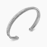 Crossover Two Row Bracelet Sterling Silver with Diamonds, 6mm