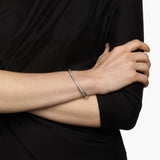 Crossover Two Row Bracelet Sterling Silver with Diamonds, 6mm