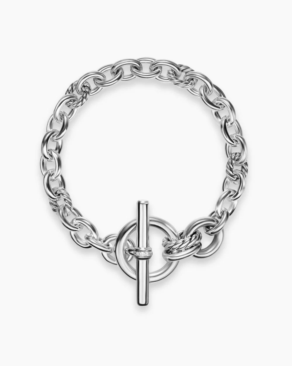 DY MERCER® TOGGLE CHAIN BRACELET Sterling Silver with Diamonds, 8mm