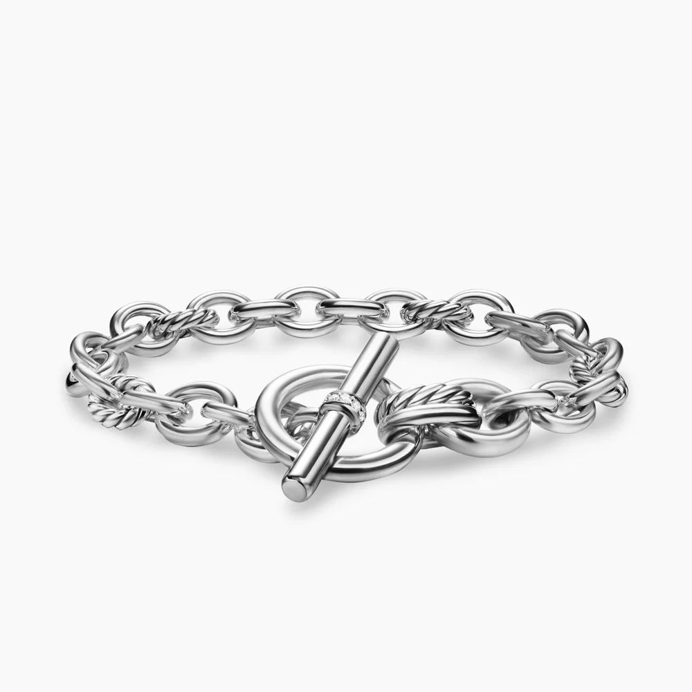 DY Mercer® Toggle Chain Bracelet Sterling Silver with Diamonds, 8mm