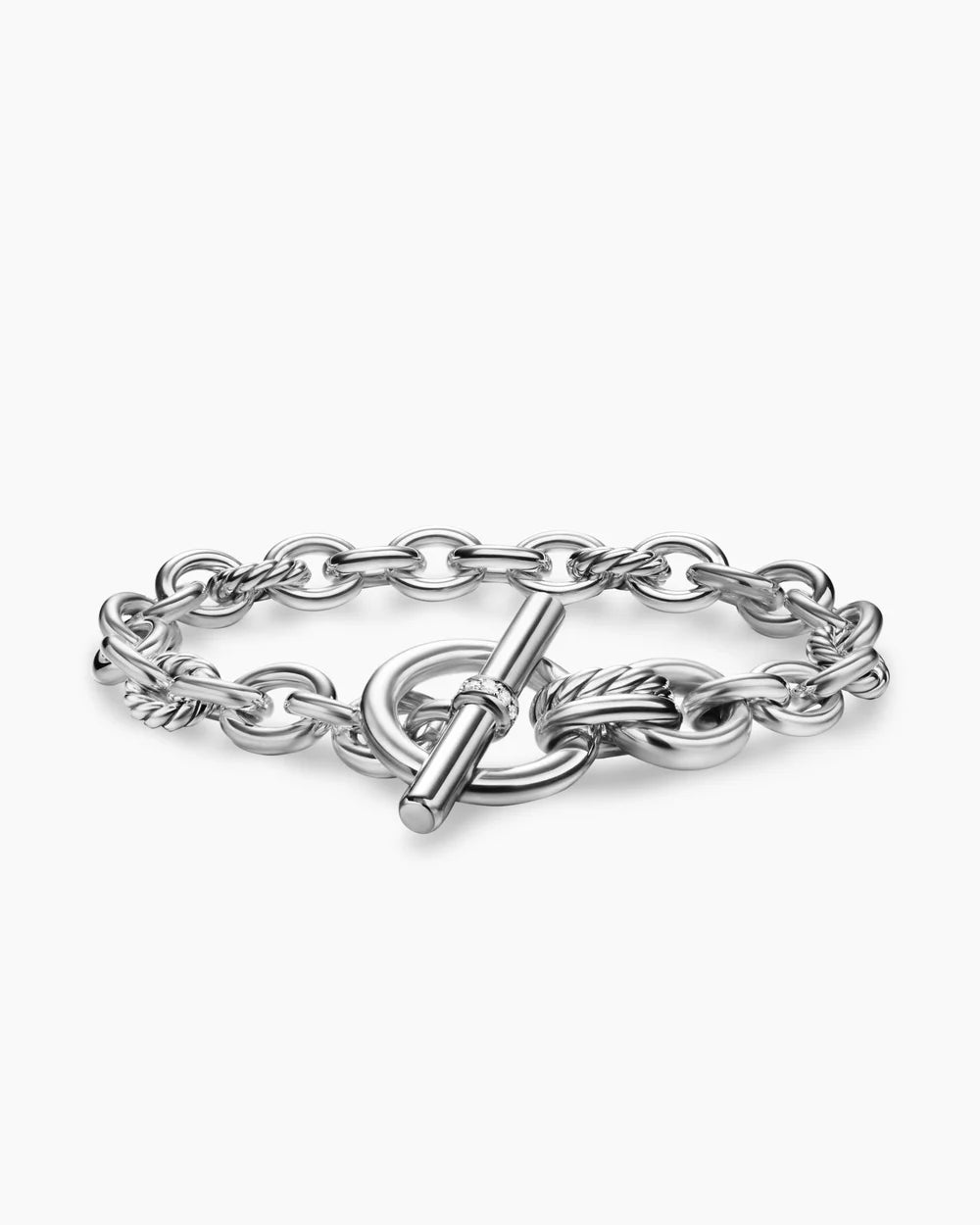 DY MERCER® TOGGLE CHAIN BRACELET Sterling Silver with Diamonds, 8mm