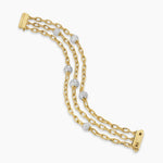 DY Madison® Pavé Bead Multi Row Chain Bracelet 18K Yellow Gold with Diamonds, 15mm