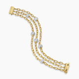 DY Madison® Pavé Bead Multi Row Chain Bracelet 18K Yellow Gold with Diamonds, 15mm