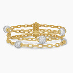 DY Madison® Pavé Bead Multi Row Chain Bracelet 18K Yellow Gold with Diamonds, 15mm