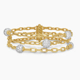 DY Madison® Pavé Bead Multi Row Chain Bracelet 18K Yellow Gold with Diamonds, 15mm
