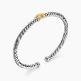 Cable Flex X Station Bracelet Sterling Silver with 14K Yellow Gold, 4mm