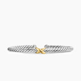 Cable Flex X Station Bracelet Sterling Silver with 14K Yellow Gold, 4mm