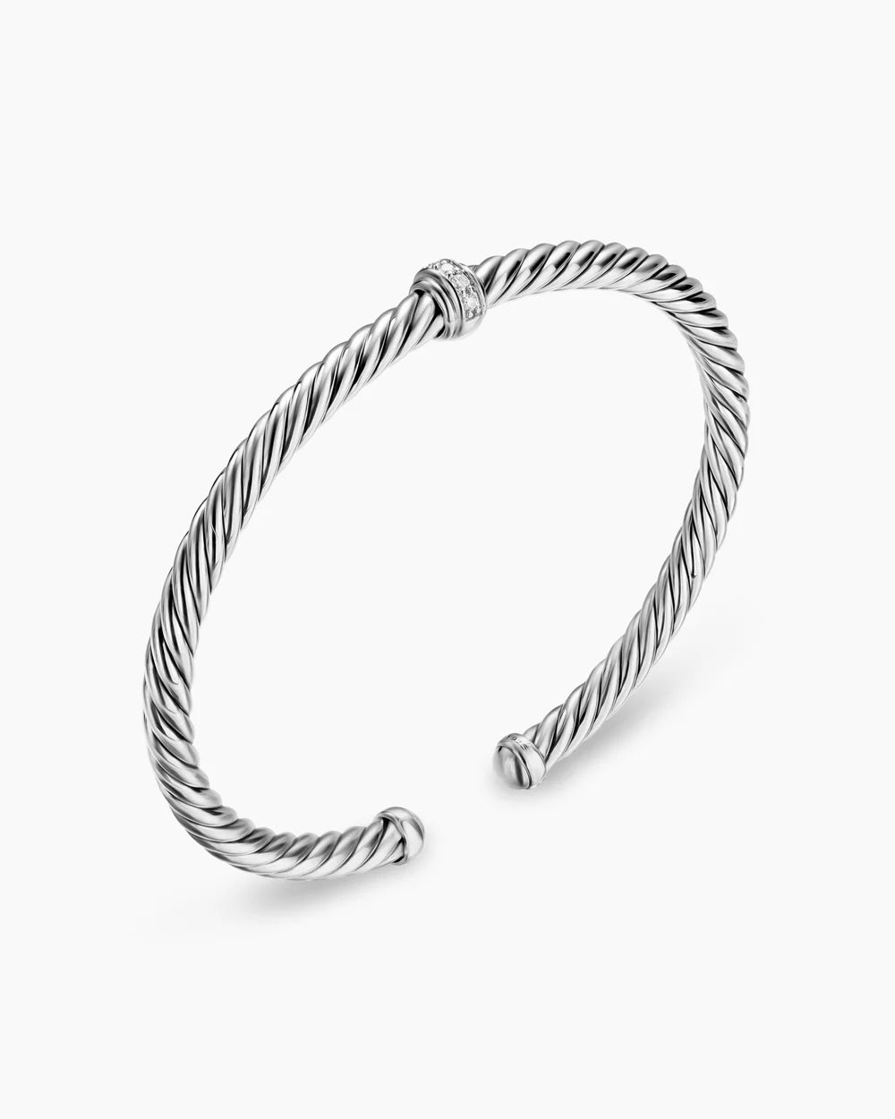 CABLE FLEX® STATION BRACELET Sterling Silver with Diamonds, 4mm